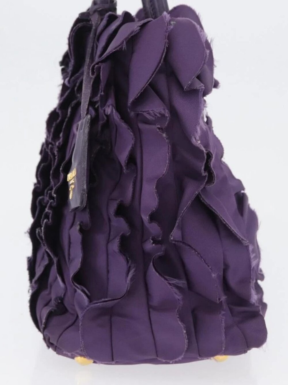 PRADA Hand Bag Nylon Leather Purple Gold Auth 173998 - Picture 4 of 15